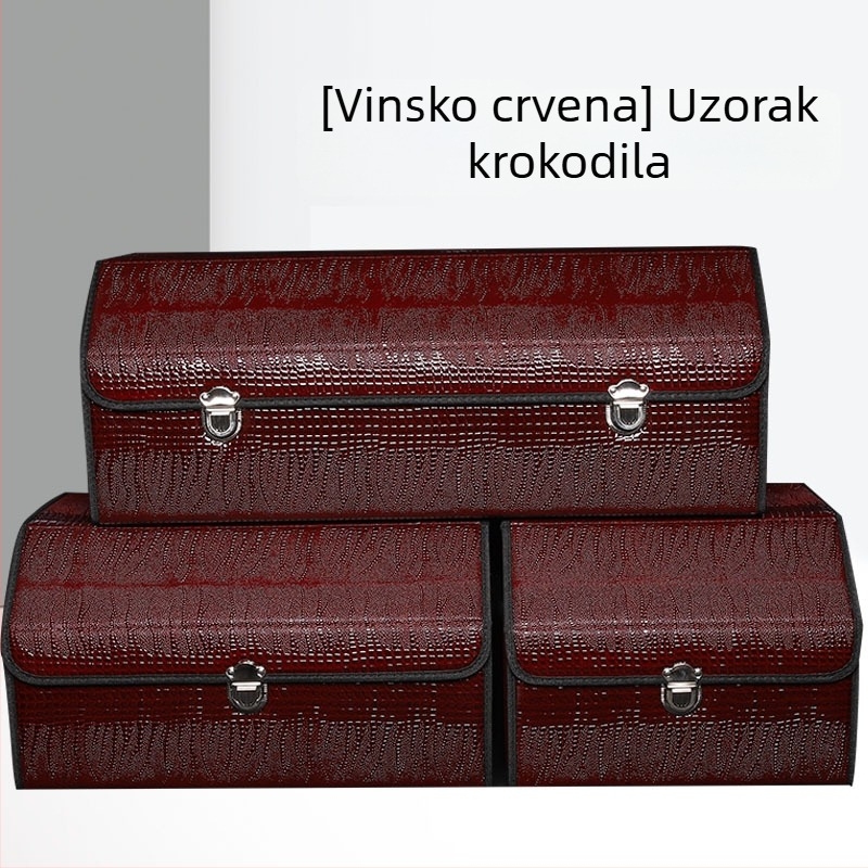 Kutija za skladištenje u prtljažniku s uzorkom kože krokodila, sklopiva, višefunkcionalna, velika kapaciteta, vodootporna, s ručkom i mogućnošću prilagodbe