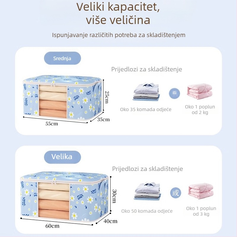 Torba za skladištenje deke za kućni garderober, organizator odjeće, veliki kapacitet, kubičnog oblika, netkani materijal, model Snd-4230