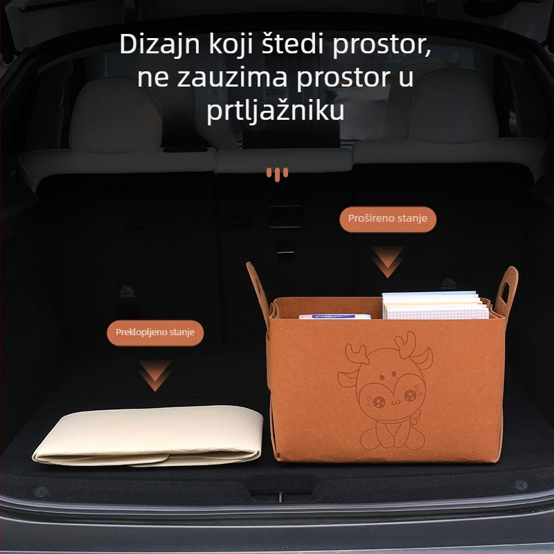 Sklopiva kutija za pohranu automobila – višenamjenski organizator prtljažnika, crtani stil