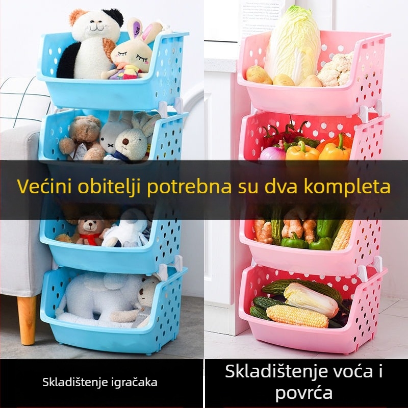 Plastični podni stalak za kuhinjsko skladištenje, koš za voće i povrće, stalak za dječje igračke i kupaonicu