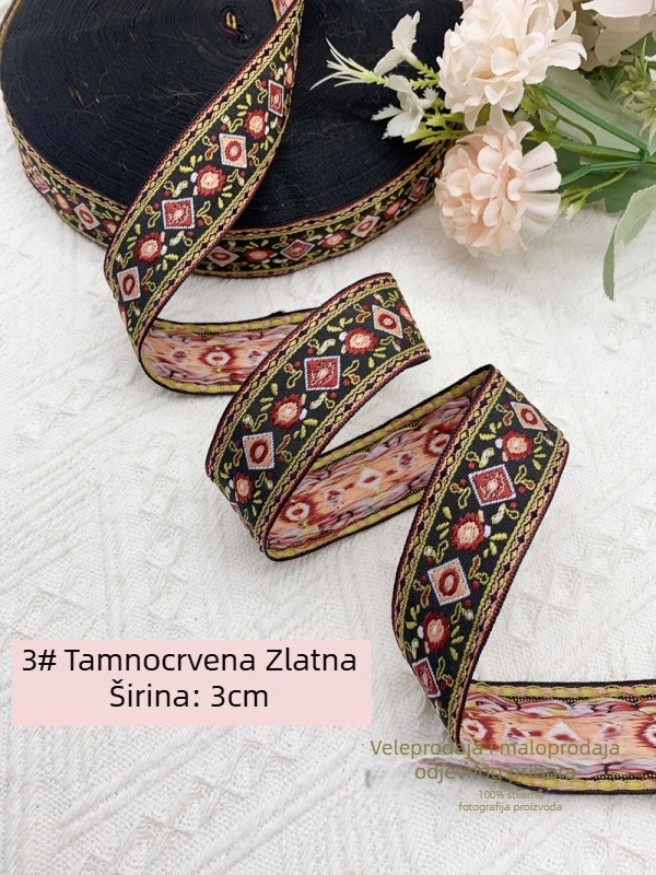 Čipkasta traka s etničkim stilom, retro žakard za kućne tekstile, zavjese, jastuke i dodaci za odjeću.
