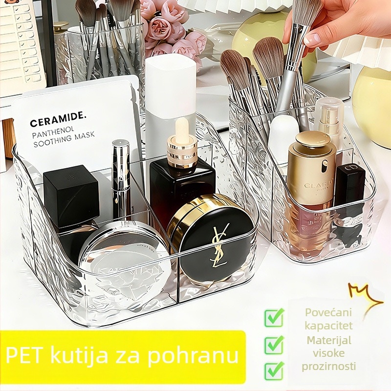 Kutija za pohranu s vodnim valovima, lagani luksuzni akrilni kozmetički organizator za toaletni stol, prozirni proizvodi njege kože, maske za lice, grickalice i sitnice