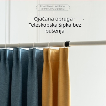Šip zavjesa s montažom bez bušenja, držač tračnice za spavaću sobu i kupaonu, bez čavala, izvučne kukice, ultra duga jedinstvena šipka