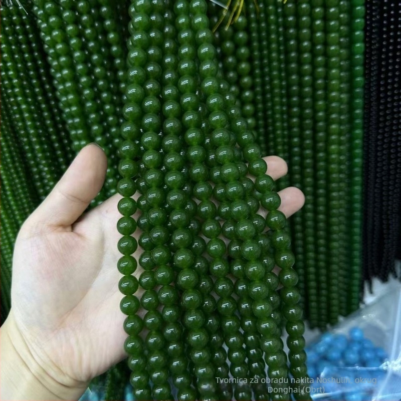 Zelenkaste jadeit kvarcit perle, 4/6/8 mm – okrugle i rižine oblike perle za DIY nakit