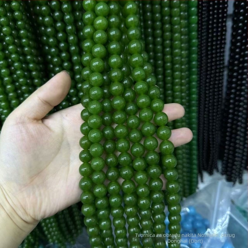 Zelenkaste jadeit kvarcit perle, 4/6/8 mm – okrugle i rižine oblike perle za DIY nakit