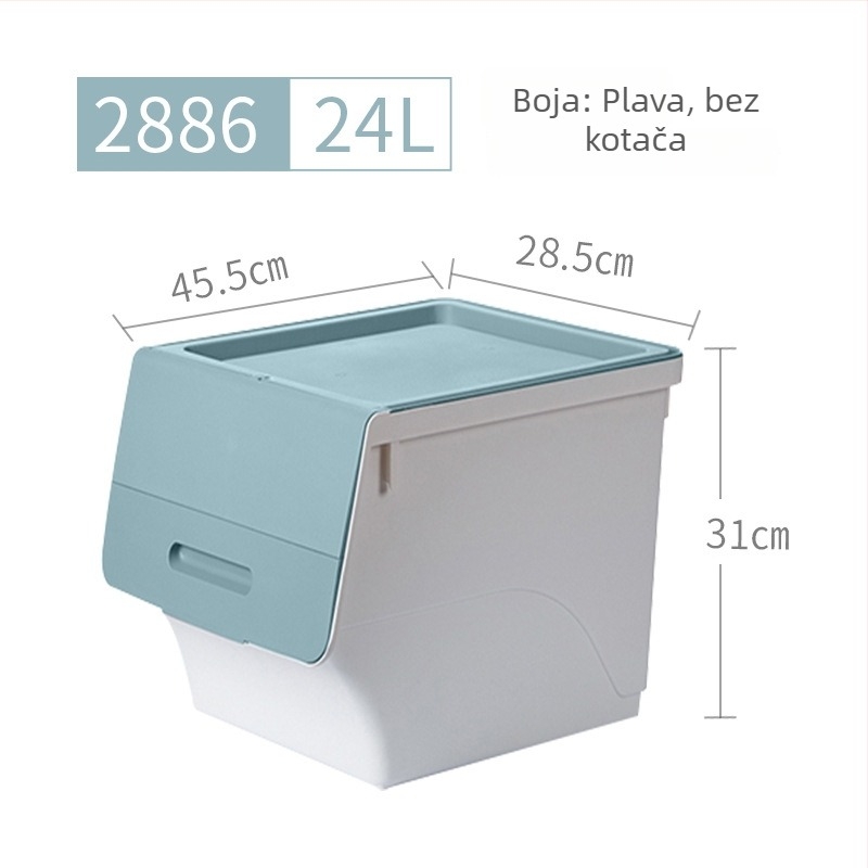 Camellia plastična kutija za skladištenje 24L s prednjim otvaranjem i preklopnim poklopcem – kućni organizator