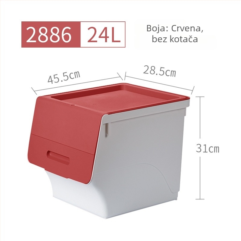 Camellia plastična kutija za skladištenje 24L s prednjim otvaranjem i preklopnim poklopcem – kućni organizator
