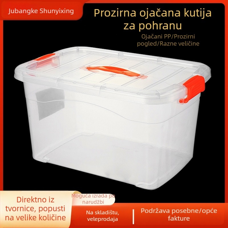Velika prozirna plastična kutija za skladištenje s poklopcem, stolni prijenosni organizator za igračke i grickalice, auto kutija za pohranu