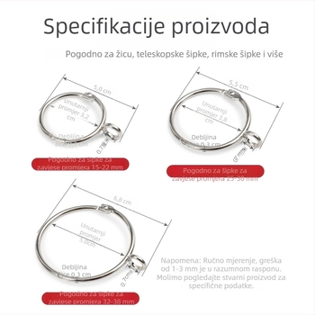 Set prstenova i kuka za zavjese za rimski štap