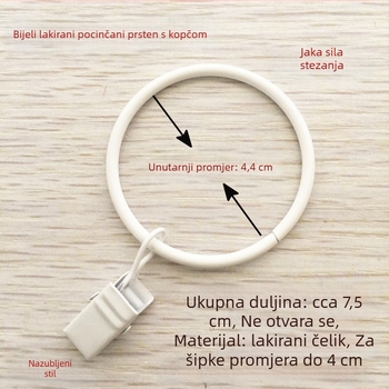 Metalni zavjesni prsten s klipom, prsten za zavjese, rimski prsten, prsten za tuš-zavjesu, pribor za povlačenje prstena