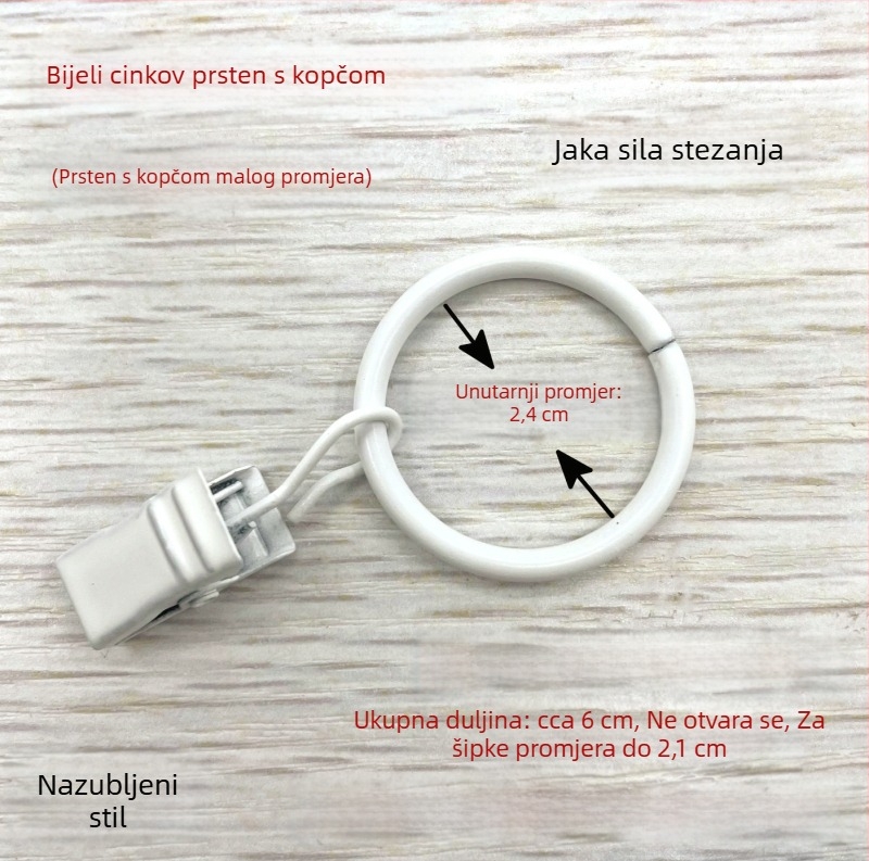 Metalni zavjesni prsten s klipom, prsten za zavjese, rimski prsten, prsten za tuš-zavjesu, pribor za povlačenje prstena
