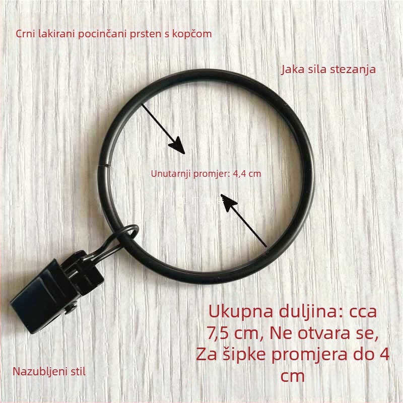 Metalni zavjesni prsten s klipom, prsten za zavjese, rimski prsten, prsten za tuš-zavjesu, pribor za povlačenje prstena