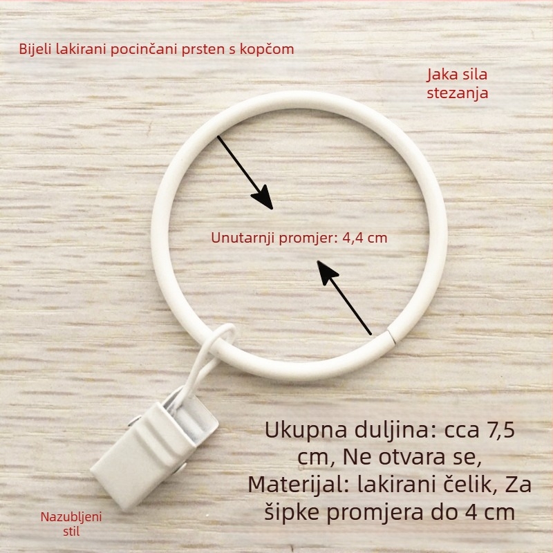 Metalni zavjesni prsten s klipom, prsten za zavjese, rimski prsten, prsten za tuš-zavjesu, pribor za povlačenje prstena