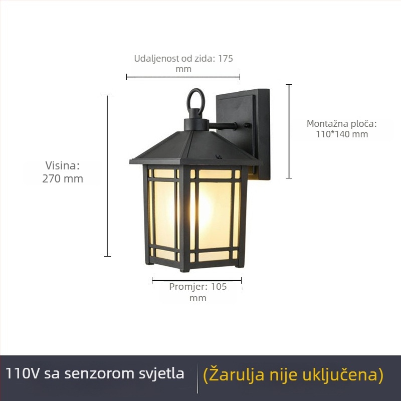 Vanjska zidna svjetiljka za hodnik i balkon, vodootporna vanjska rasvjeta za vilu i dvorište