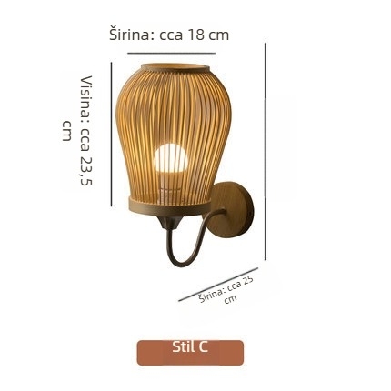 Nova zidna lampa od bambusa u novokineskom stilu, japanski stil lampu za spavaću sobu, Zen hodnik i čajna soba rasvjeta, pastoralno osvjetljenje