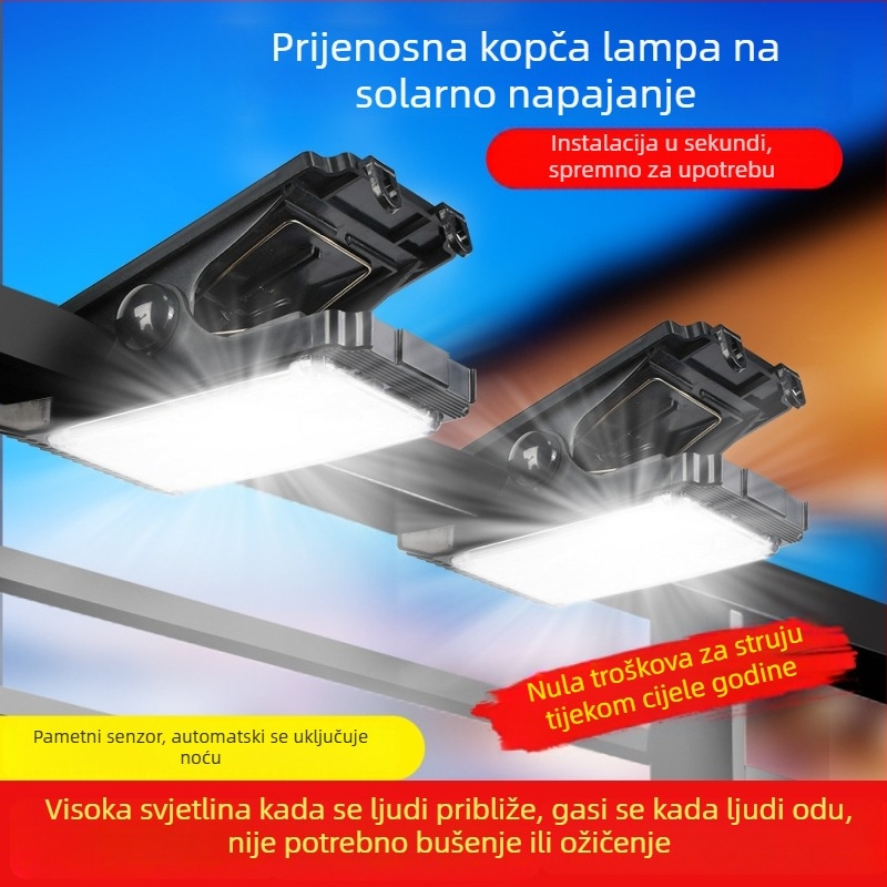 Solarna klips lampica s detektrom pokreta za vanjsku upotrebu, dvorište i zidno osvjetljenje