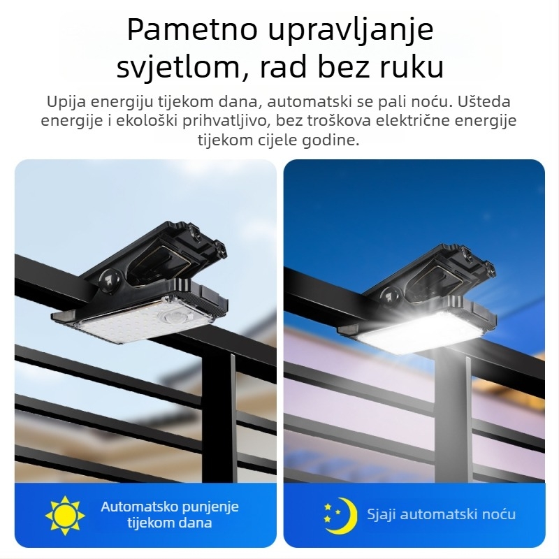 Solarna klips lampica s detektrom pokreta za vanjsku upotrebu, dvorište i zidno osvjetljenje