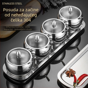 Set posuda za začine od nehrđajućeg čelika 304 – debeli spremnici za sol i ulje, kućna kutija za začine, bocica soli, premium komplet