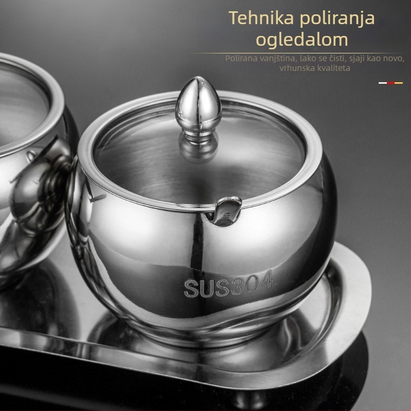 Set posuda za začine od nehrđajućeg čelika 304 – debeli spremnici za sol i ulje, kućna kutija za začine, bocica soli, premium komplet