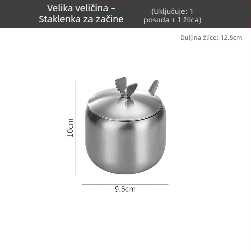 Set posuda za začine od nehrđajućeg čelika 304 – debeli spremnici za sol i ulje, kućna kutija za začine, bocica soli, premium komplet