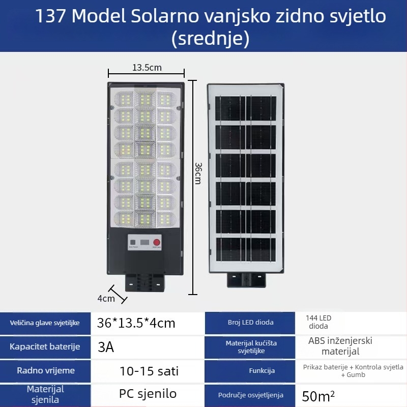 Integrirano solarno LED vanjsko zidno svjetlo za vrt i dvorište