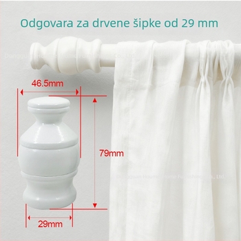 Drveni dekorativni završetak zavjesne šipke, rimski stil, klasičan dizajn