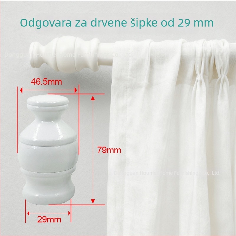 Drveni dekorativni završetak zavjesne šipke, rimski stil, klasičan dizajn