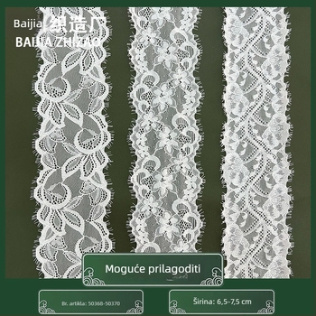 6.5–7.5 cm elastična eyelash čipka, najlonska, za donje rublje, odjeću, pidžamu i zavjese