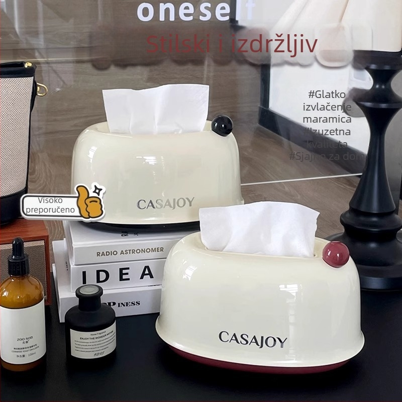 Plastična kutija za maramice velike kapacitete s automatskim podizanjem, krem boje, za dnevni boravak