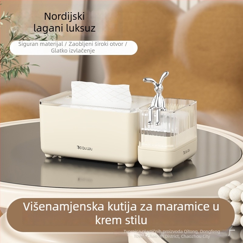 Višenamjenska kutija za maramice s pretincem za štapiće za zube i štapiće od vate za dnevni boravak