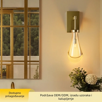 Stenska lampa od stakla u obliku kapljice za dnevni boravak, hodnik i spavaću sobu — američki retro unutarnje osvjetljenje