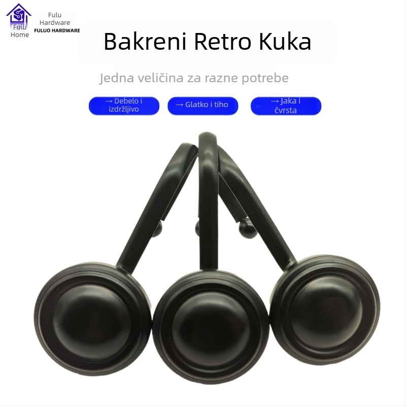 Retro okrugle kuke za tuš zavjese – kružni prstenovi za kupaonicu, praktične kuke za zavjese