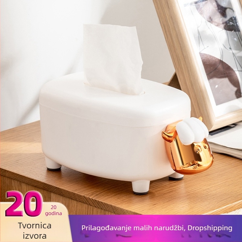 Kutija za papirne maramice za dnevni boravak i kupaonicu, plastična, krem boja, elegantan dizajn