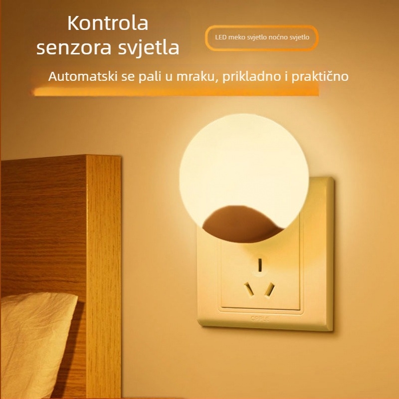 Noćna svjetiljka s priključkom i senzorom, LED zidna svjetiljka za dječju sobu, energetski učinkovita