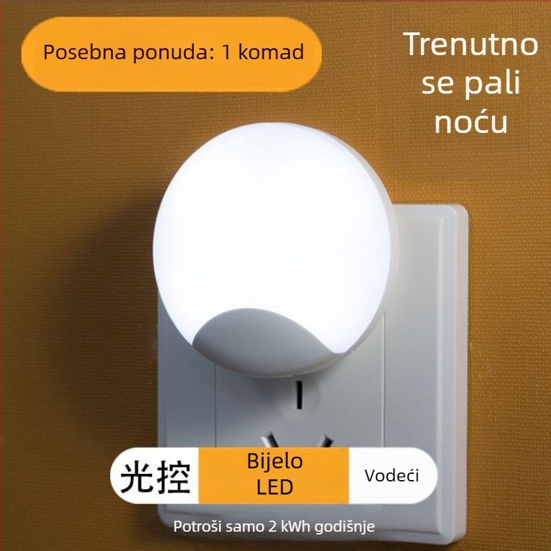 Noćna svjetiljka s priključkom i senzorom, LED zidna svjetiljka za dječju sobu, energetski učinkovita