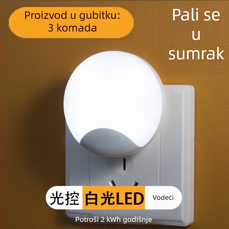 Noćna svjetiljka s priključkom i senzorom, LED zidna svjetiljka za dječju sobu, energetski učinkovita