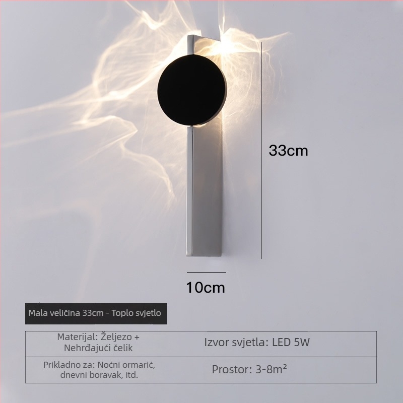 Moderna minimalistička stenska lampa od nehrđajućeg čelika s valovitim uzorkom, za glavnu spavaću sobu i hodnik.