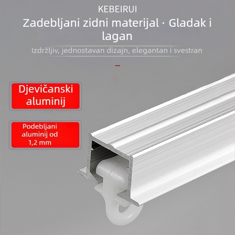 Ugrađena nevidljiva tračnica za zavjese spavaće sobe — aluminijska legura, ravna vodilica za klizanje, tih rad