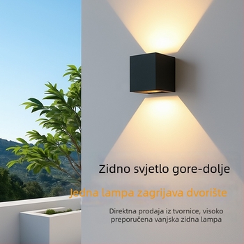 Vanjska LED zidna svjetiljka sa senzorom, IP65 vodootporna, minimalistički dizajn, svjetlo gore i dolje za stepenice i hodnik, bez mogućnosti prilagođavanja jačine