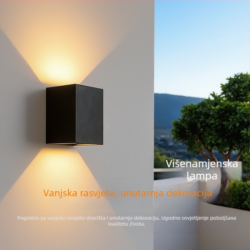 Vanjska LED zidna svjetiljka sa senzorom, IP65 vodootporna, minimalistički dizajn, svjetlo gore i dolje za stepenice i hodnik, bez mogućnosti prilagođavanja jačine