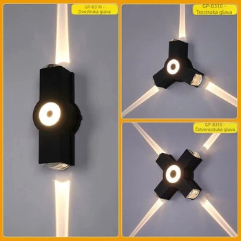 LED vodootporna zidna svjetiljka za dvorište, stup i hodnik, aluminijsko kućište, dekorativno zidno svjetlo, četveroglavi križni reflektor