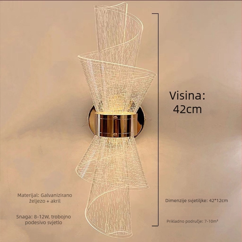 Stenska lampa u modernom kineskom stilu – LED, acryl sjenilo, metalno tijelo, za spavaću sobu, hodnik i dnevni boravak