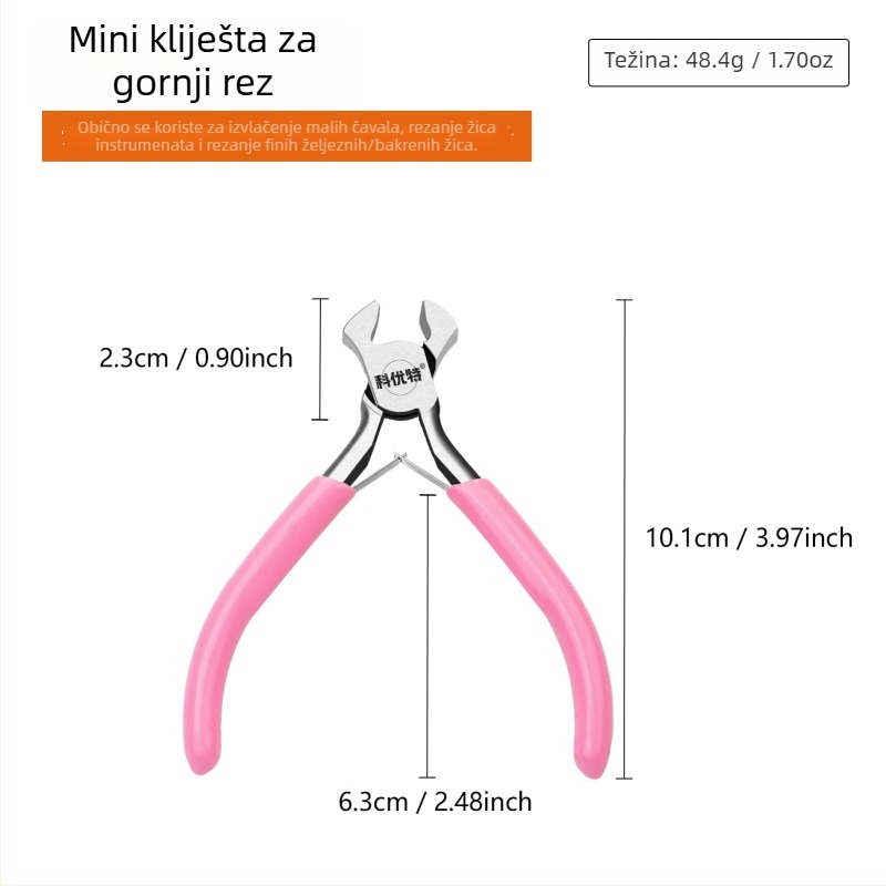Ružičasto mini kliješta, 9-djelni set za izradu nakita – kliješti s okruglim nosom i špicastim nosom