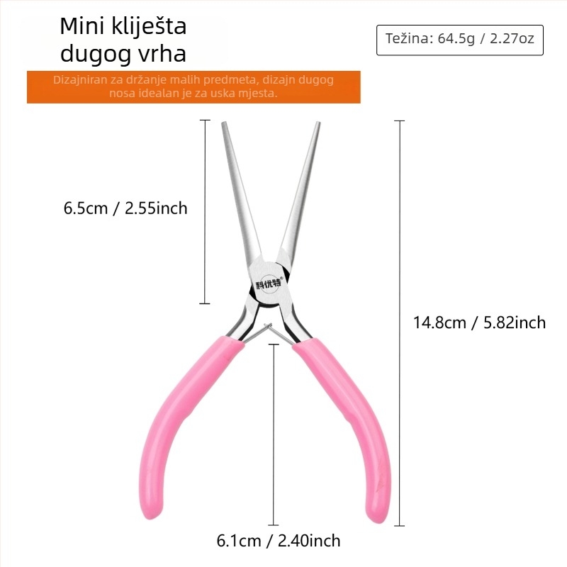 Ružičasto mini kliješta, 9-djelni set za izradu nakita – kliješti s okruglim nosom i špicastim nosom