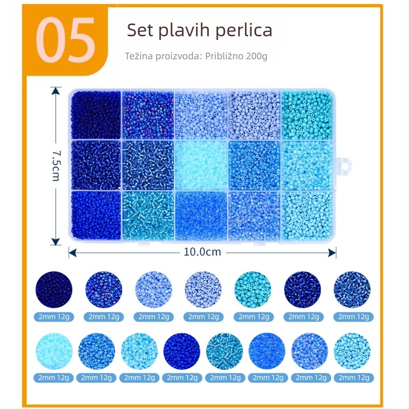 Set od 15 pretinaca rižastih perli, jednobojno lakirane perle, DIY komplet alata za izradu nakita – narukvice i ogrlice