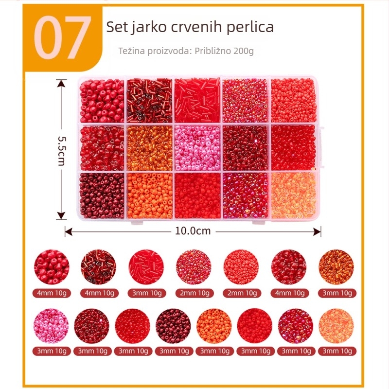 Set od 15 pretinaca rižastih perli, jednobojno lakirane perle, DIY komplet alata za izradu nakita – narukvice i ogrlice