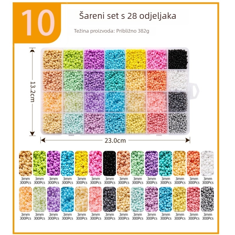 Set od 15 pretinaca rižastih perli, jednobojno lakirane perle, DIY komplet alata za izradu nakita – narukvice i ogrlice