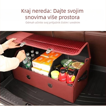 Kožni organizator automobila, kutija za odlaganje u prtljažniku, sklopiva, vodootporna