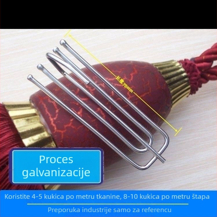 Zavjesni kuk s četiri kandže, nehrđajući čelik, elektroplatni završni sloj, srebrno-bijela