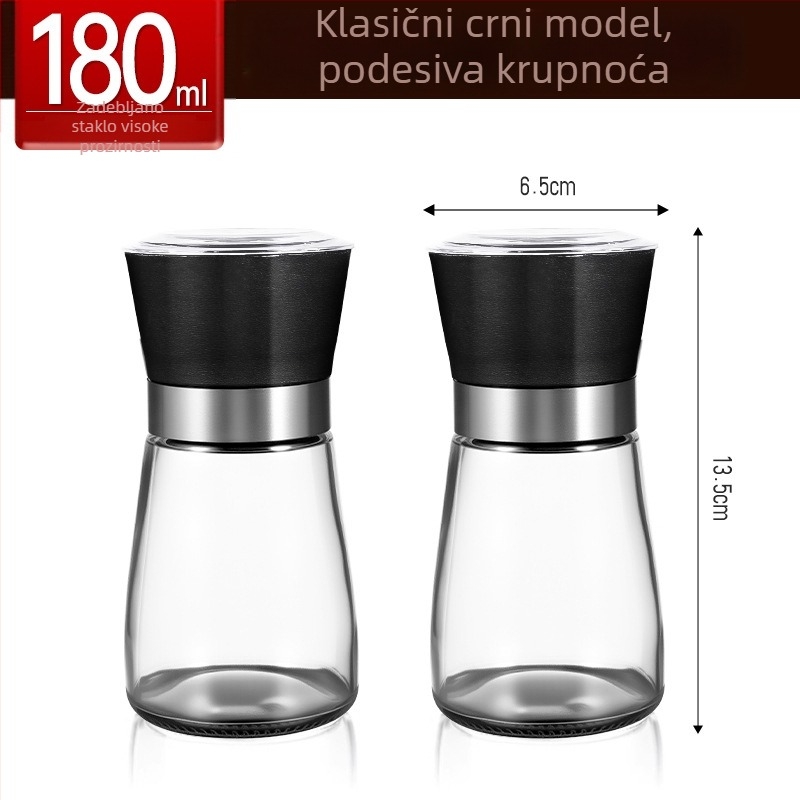 Premium ručni mlin za papar, morsku sol i zrna papra, mlin za crni i bijeli papar, posuda za začine